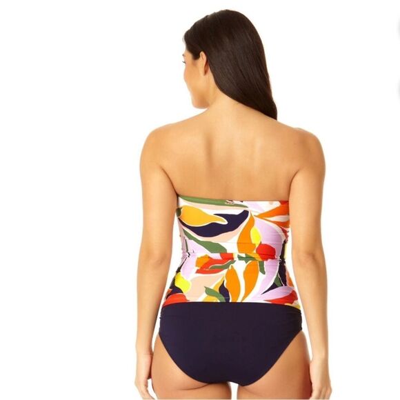Anne Cole Womens Pink Printed Shirred Beachwear Tankini Swim Top Womens - Picture 4 of 9